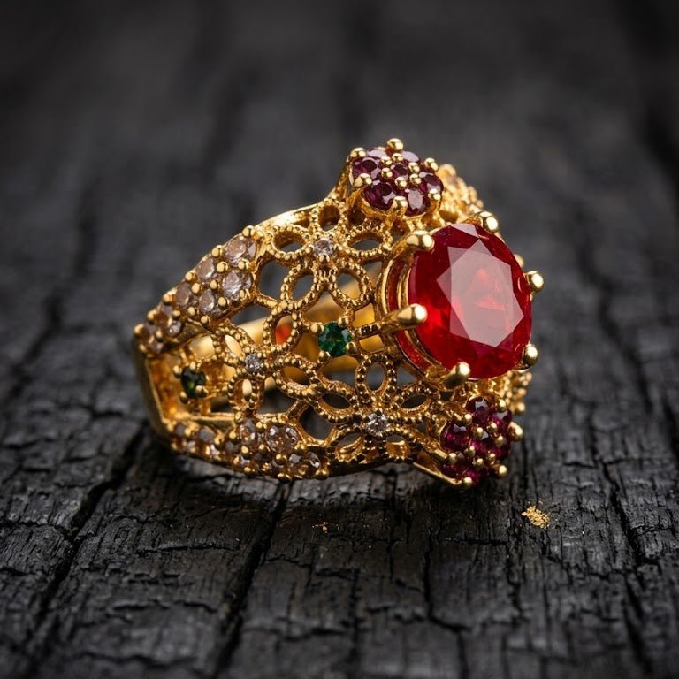 Handcrafted 22k Gold Statement Bloom Mara Ring - Riwaaj