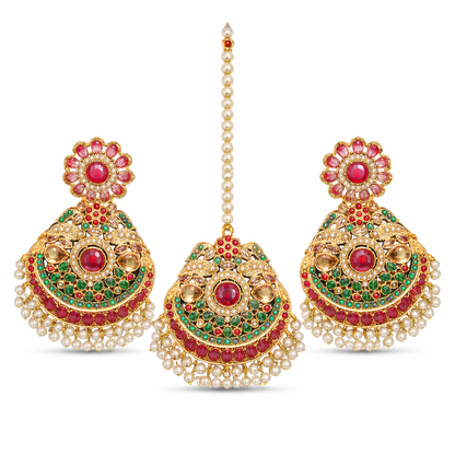 LAVISH NAVRATAN EARRINGS WITH TEEKA