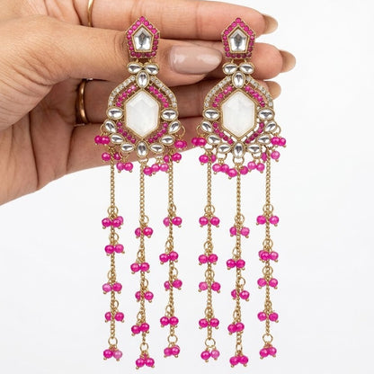 Bahar Kashmiri Long Earrings – 22K Gold Handmade Statement Drops