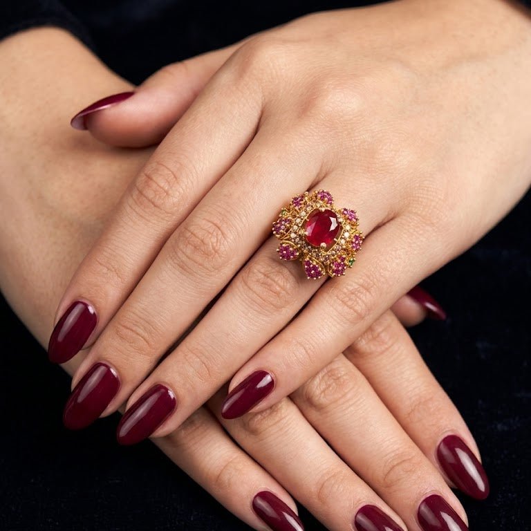 Handcrafted 22k Gold Statement Turkish Aura Ring - Riwaaj