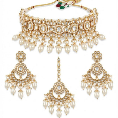 Radiant Mirror - Work Kundan Jewelry Set - 4 Piece Gold Plated - Riwaaj
