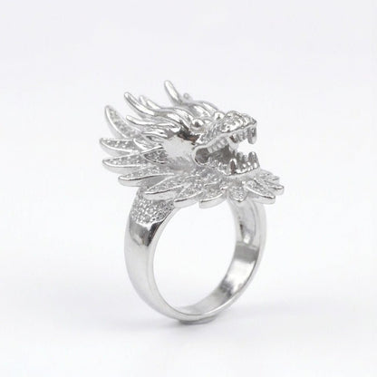 Flying Dragon Ring - Silver Statement Ring with Stones - Riwaaj
