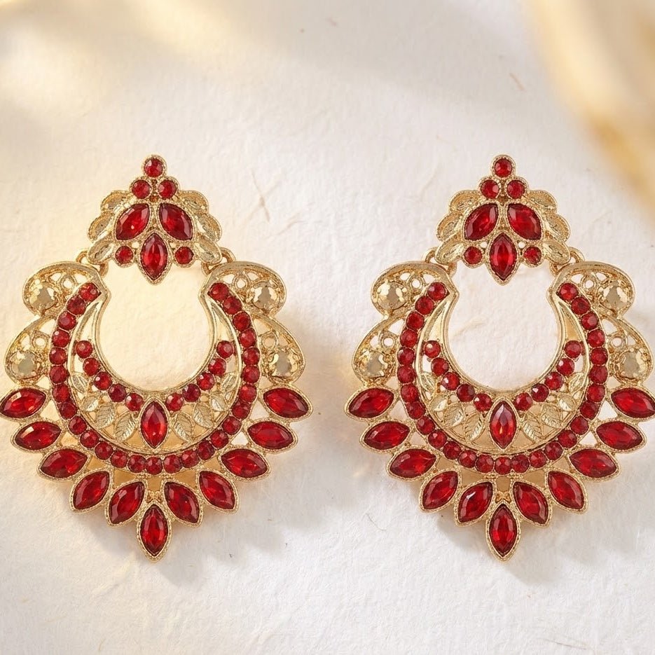 Gold Crescent Moon Drop Earrings - Riwaaj