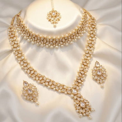 Imperial Dynasty Kundan Set - Choker Necklace Earrings & Tikka - Riwaaj