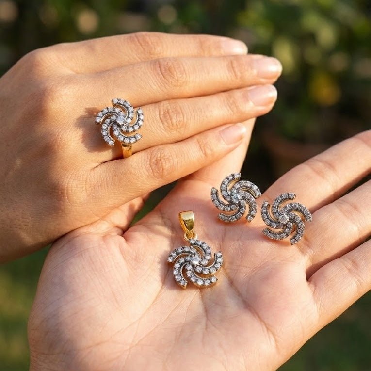 Royal Zirconia Locket Set - Riwaaj