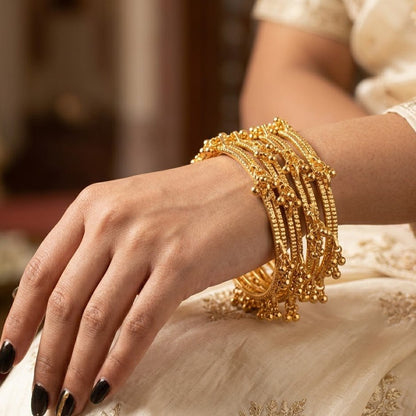 Kashmiri Ghungroo Charm Bangle Set – 22K Gold Plated | Set of 4| - Riwaaj
