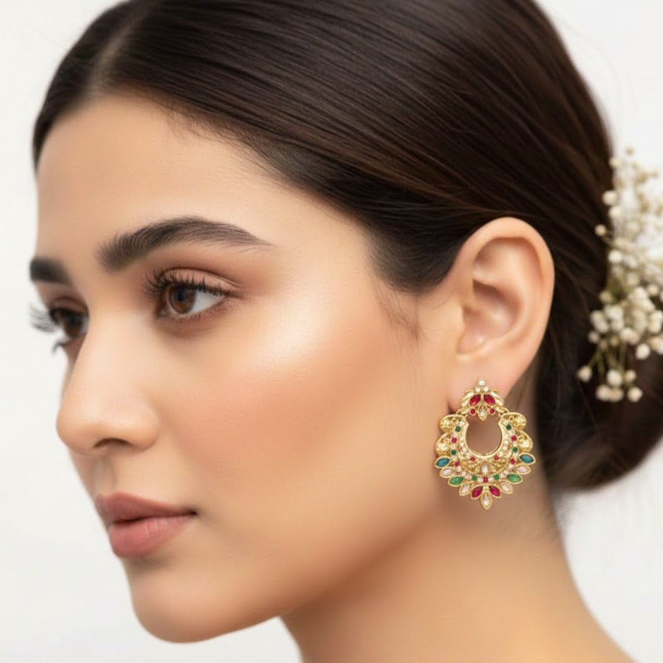 Gold Crescent Moon Drop Earrings - Riwaaj