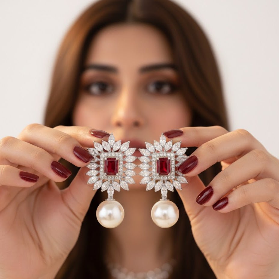 Opal White Pearl Drop Earrings - Riwaaj