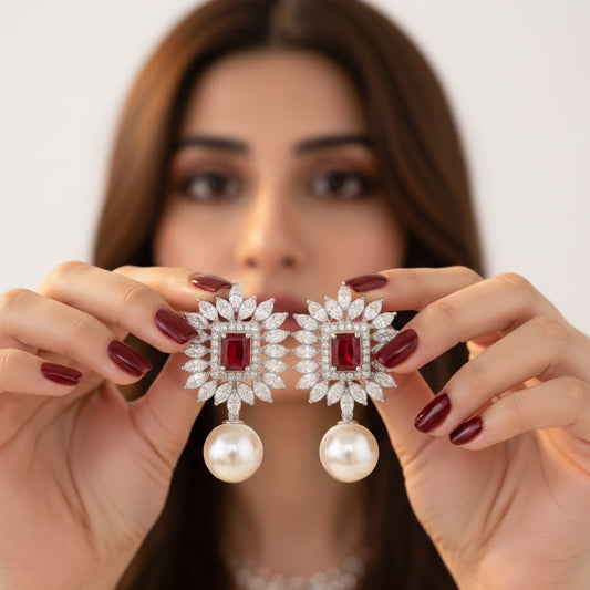 Opal White Pearl Drop Earrings