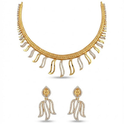 Modern Fringe Collar Necklace Set - Contemporary Gold Plated Jewelry - Riwaaj