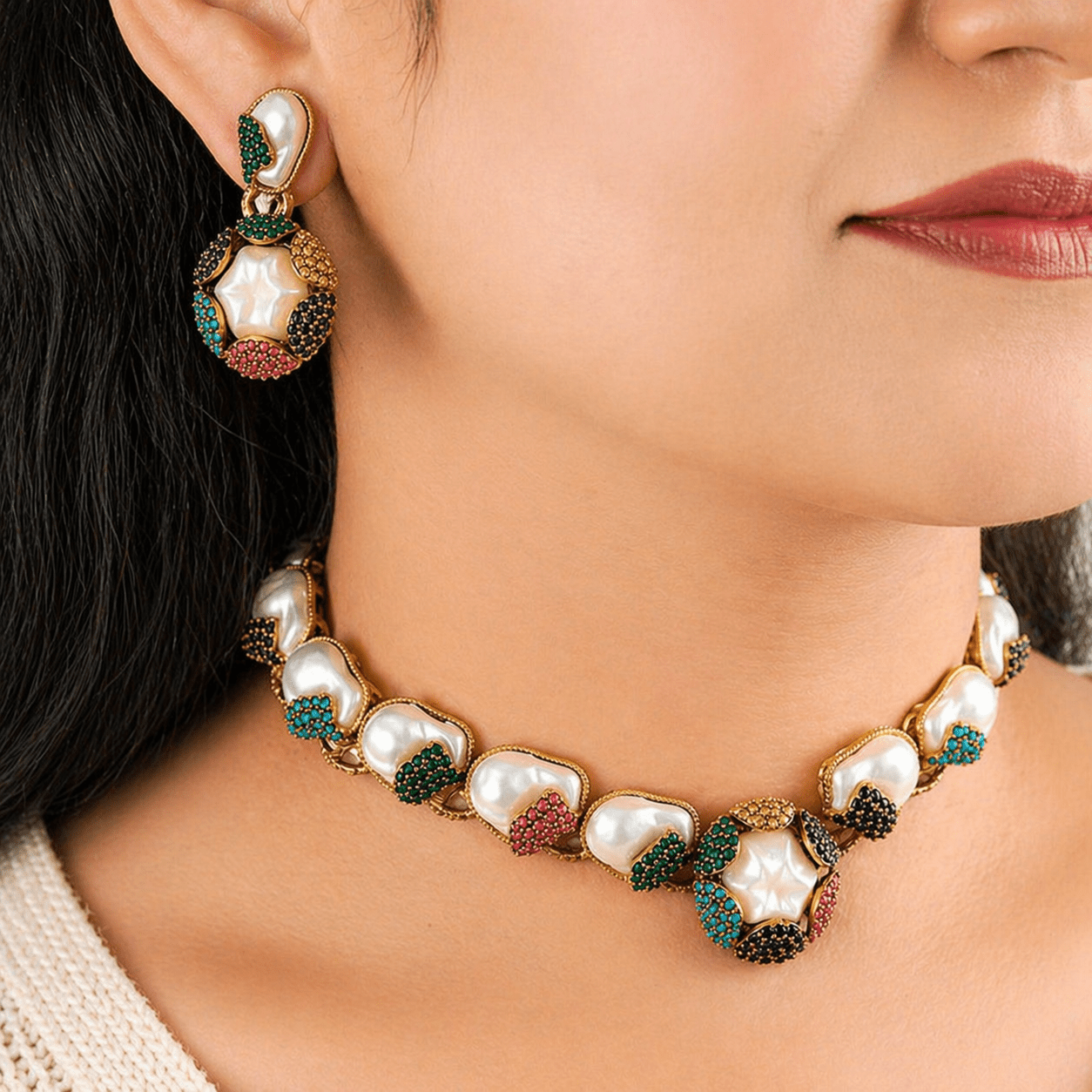 Moti - e - Phool Necklace Set - Riwaaj
