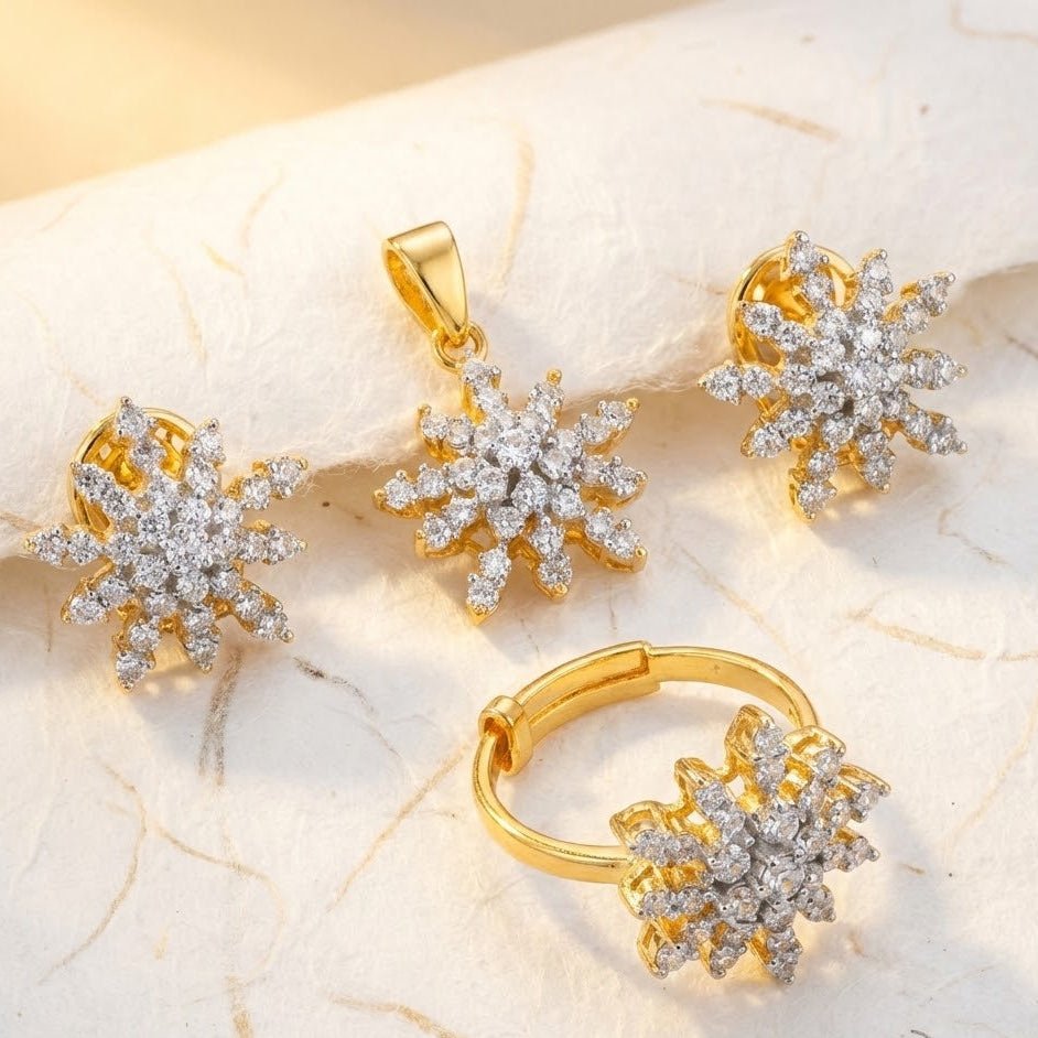 Sun Flower Gold Plated Locket Set - Riwaaj