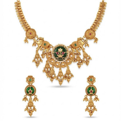Mughal Garden Elephant Heritage Set - Hand - Carved Gold Plated - Riwaaj