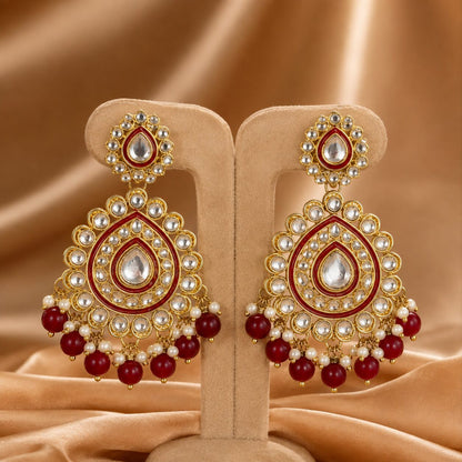 Mehroze Ruby Kundan Grand Bridal Jewellery Set - Matching bridal earrings
