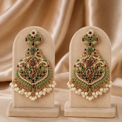 Gulbahar Multicolour Floral Pearl Bridal Jewellery Set