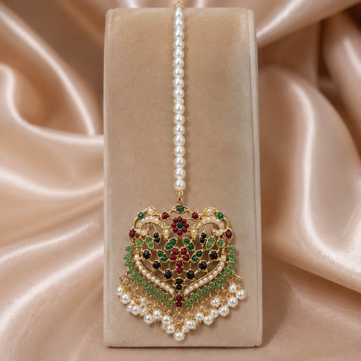 Gulbahar Multicolour Floral Pearl Bridal Jewellery Set