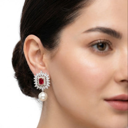 Opal White Pearl Drop Earrings