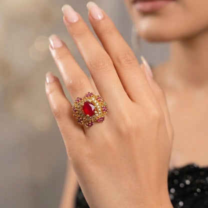 Handcrafted 22k Gold Statement Turkish Aura Ring - Riwaaj