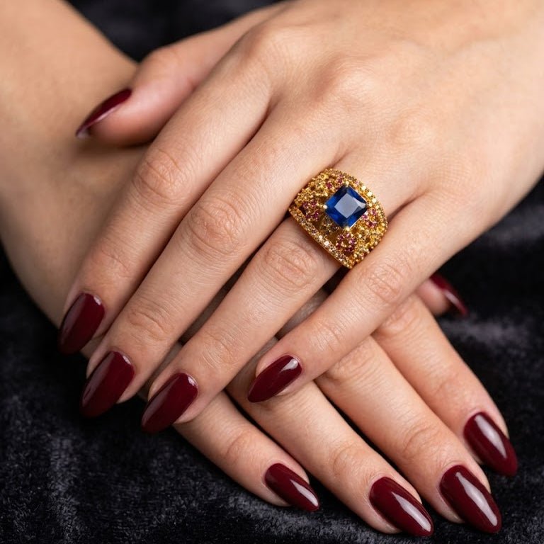 Handcrafted 22k Gold Statement Delightful Ring - Riwaaj