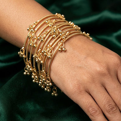 Kashmiri Ghungroo Charm Bangle Set – 22K Gold Plated | Set of 8 |