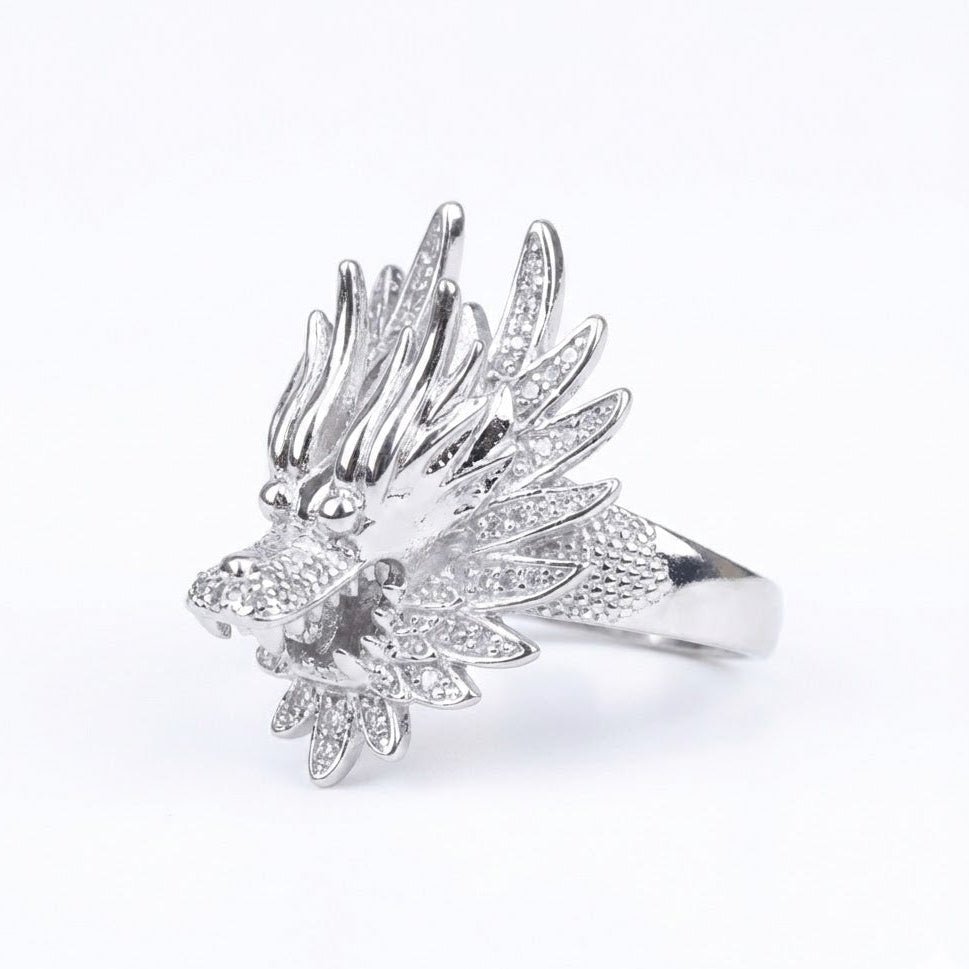 Flying Dragon Ring - Silver Statement Ring with Stones - Riwaaj
