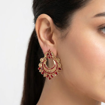 Gold Crescent Moon Drop Earrings - Riwaaj