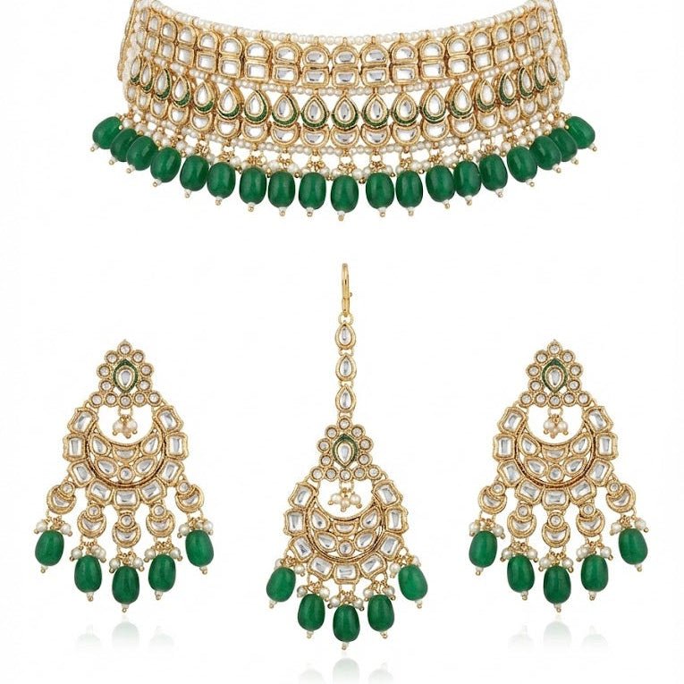 Heritage Kundan Jewelry Set - 4 Piece Gold Plated - Riwaaj