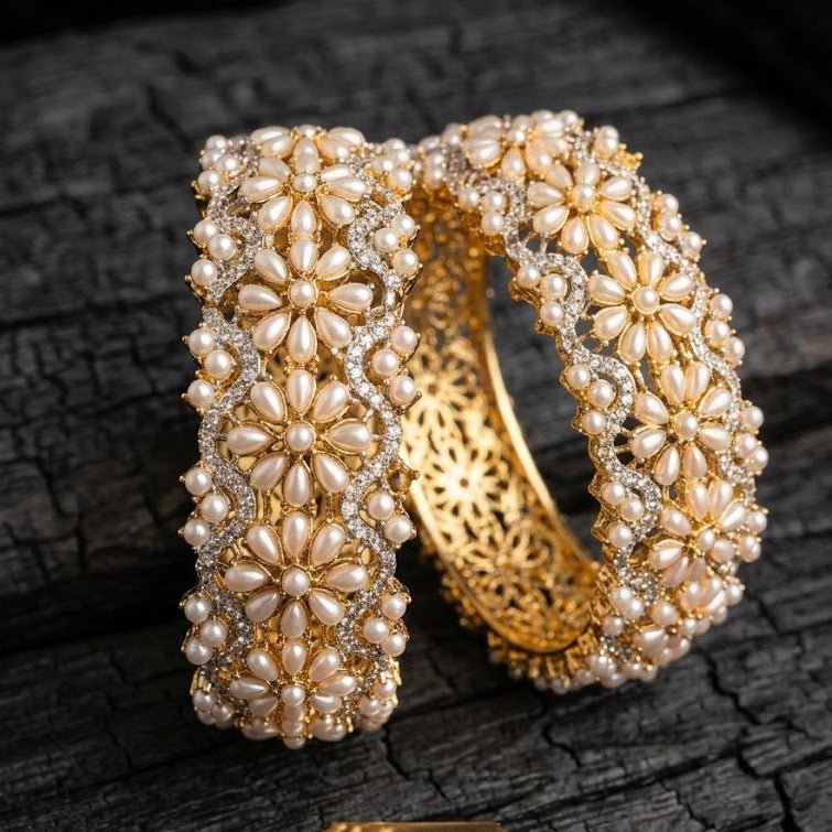 Pearl Aura Bangles Openable Bangle Pair - Riwaaj