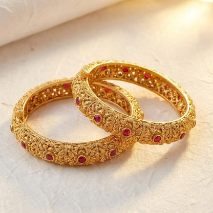 Gold Plated Openable Ruby Heritage Duo - Riwaaj