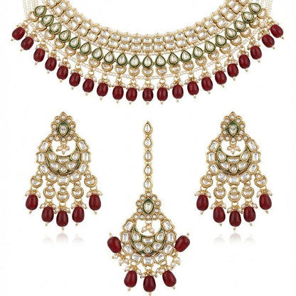 Heritage Kundan Jewelry Set - 4 Piece Gold Plated - Riwaaj