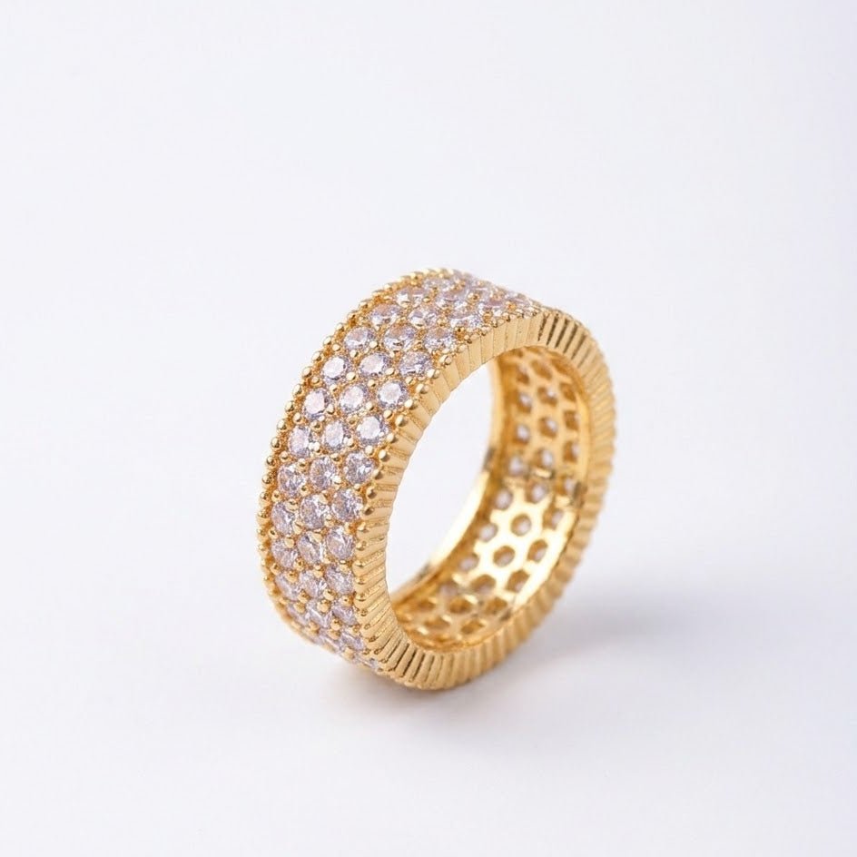 Handcrafted Zirconia Statement Ring | 22K Gold Plated - Riwaaj