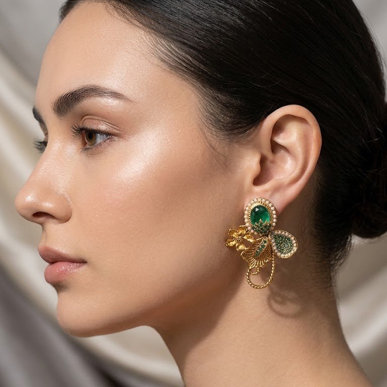 Azure Garden Pearl Studs - Riwaaj