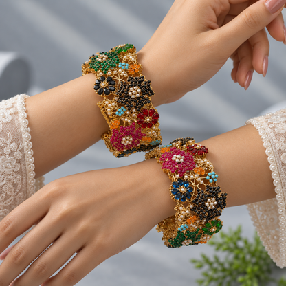 Gulposh Multicolour Floral Bangles (Pair)