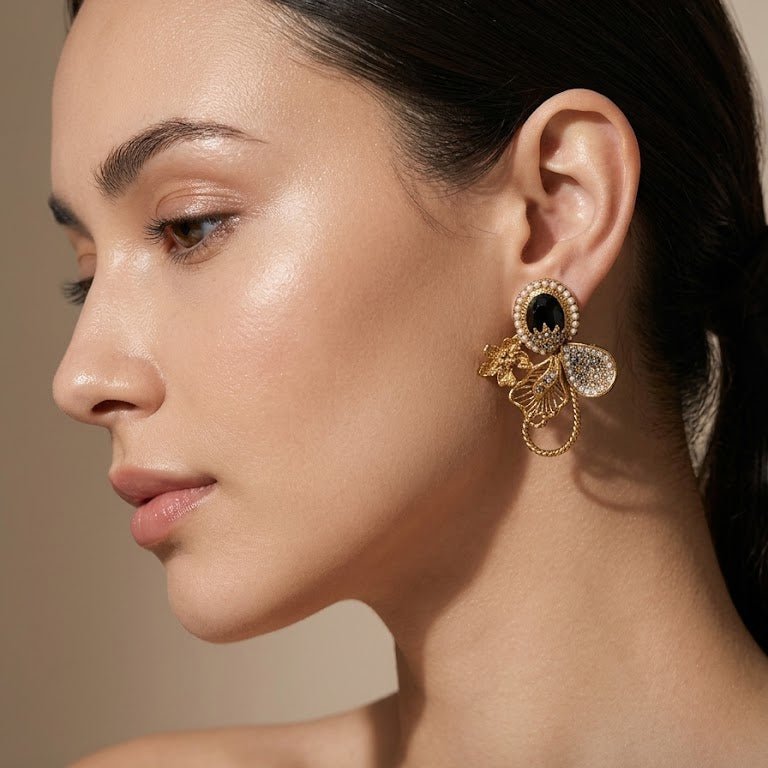 Azure Garden Pearl Studs - Riwaaj