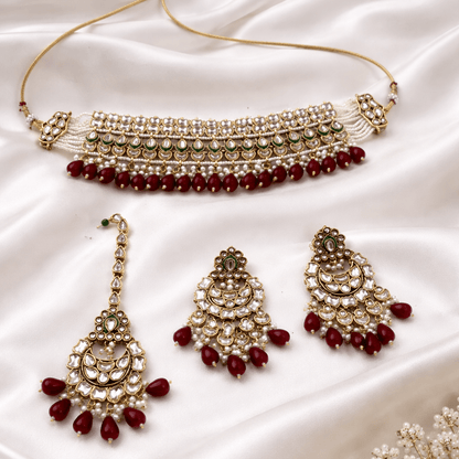Heritage Kundan Jewelry Set - 4 Piece Gold Plated - Riwaaj