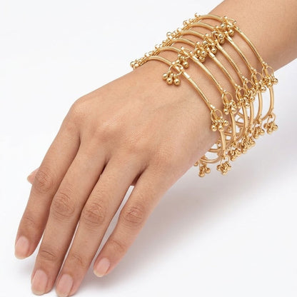 Kashmiri Ghungroo Charm Bangle Set – 22K Gold Plated | Set of 8 |