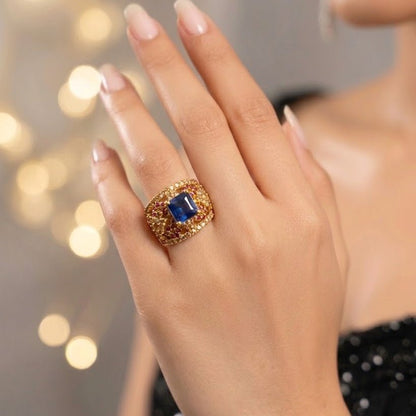 Handcrafted 22k Gold Statement Delightful Ring - Riwaaj