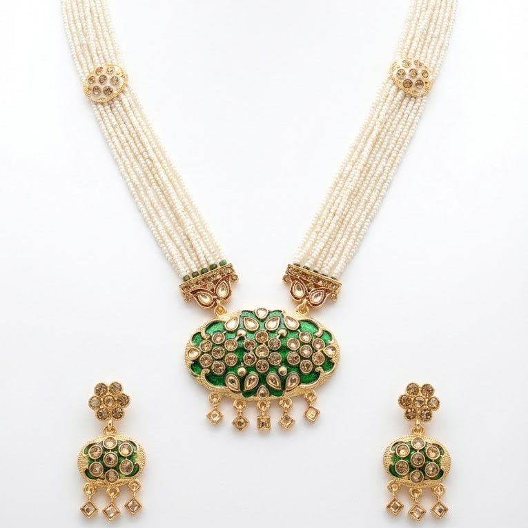 Firdaus Luxury Pearl Mala & Earring Set - Riwaaj