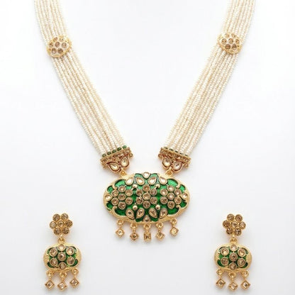 Firdaus Luxury Pearl Mala & Earring Set - Riwaaj