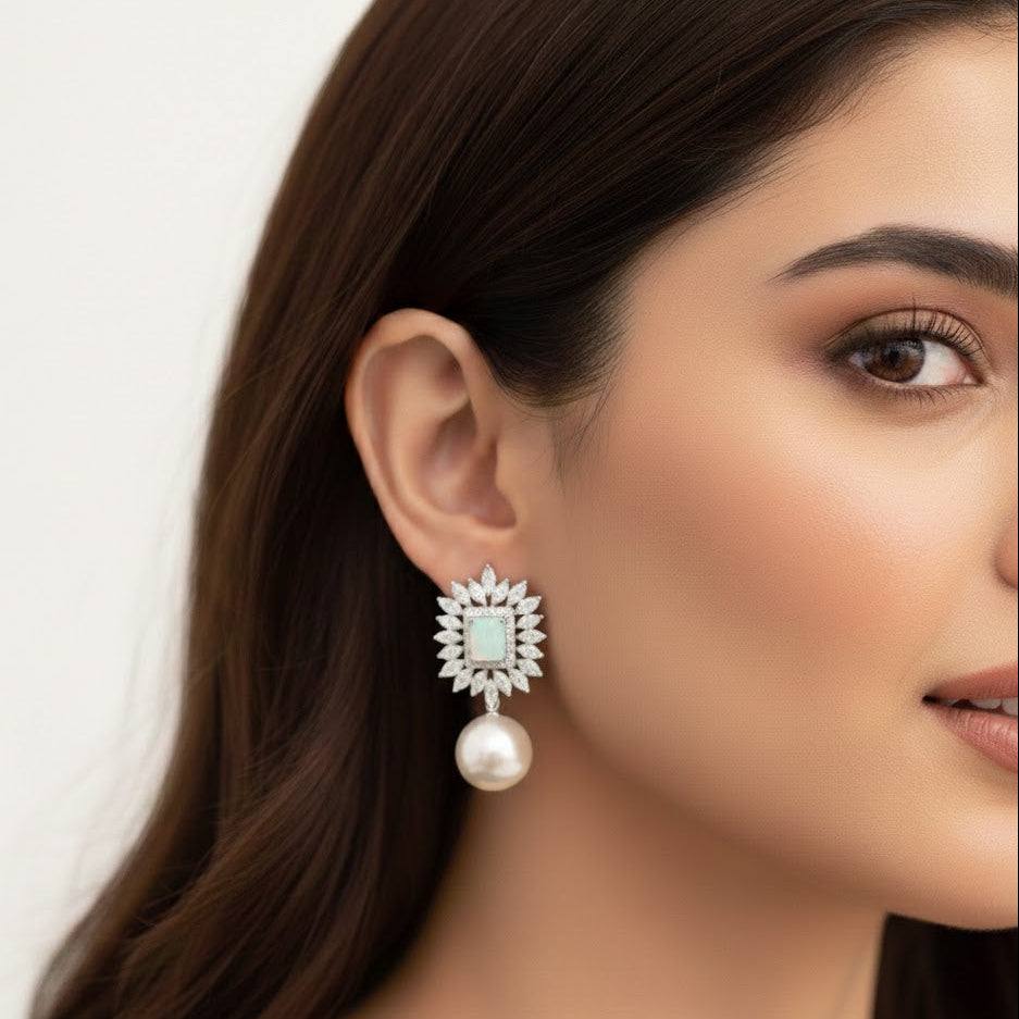 Opal White Pearl Drop Earrings