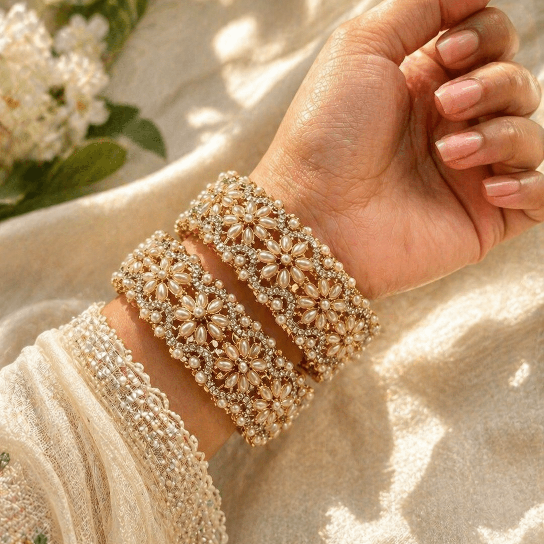 Pearl Aura Bangles Openable Bangle Pair - Riwaaj