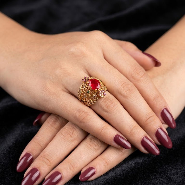 Handcrafted 22k Gold Statement Bloom Mara Ring - Riwaaj