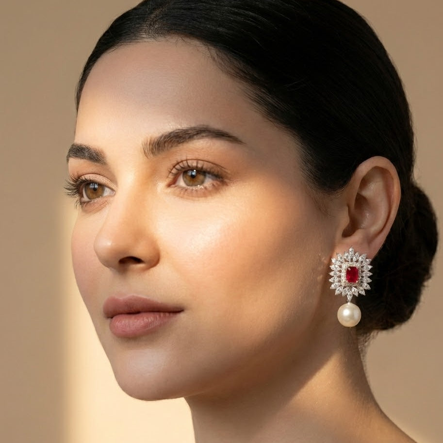 Opal White Pearl Drop Earrings