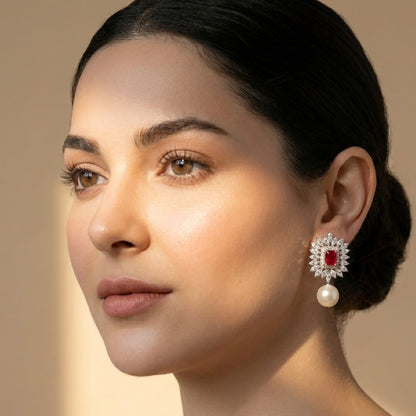 Opal White Pearl Drop Earrings