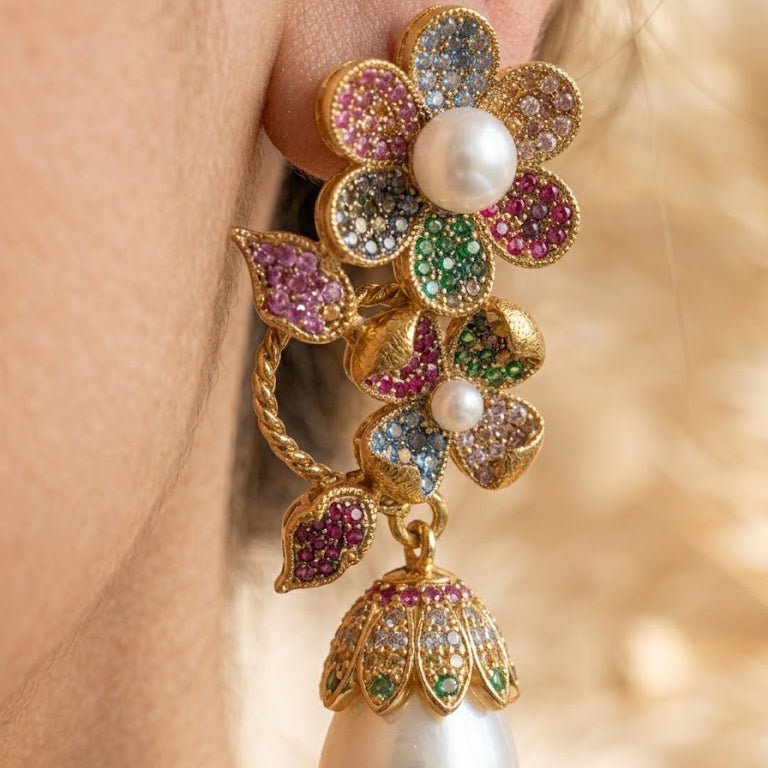 Secret Garden Floral Cascade Earring - Riwaaj