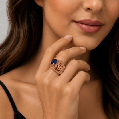 Handcrafted 22k Gold Statement Delightful Ring - Riwaaj