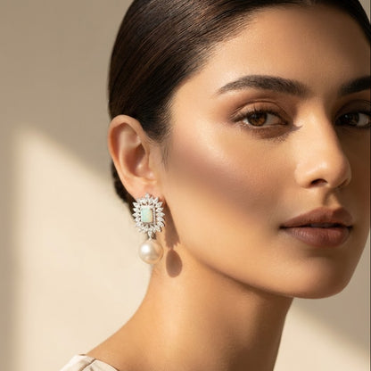 Opal White Pearl Drop Earrings