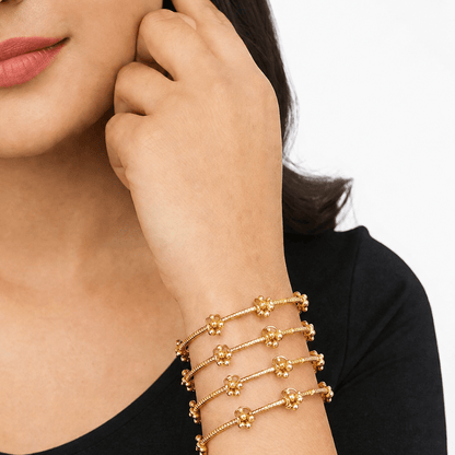 Kashmiri Ghungroo Charm Bangle Set – 22K Gold Plated | Set of 4| - Riwaaj