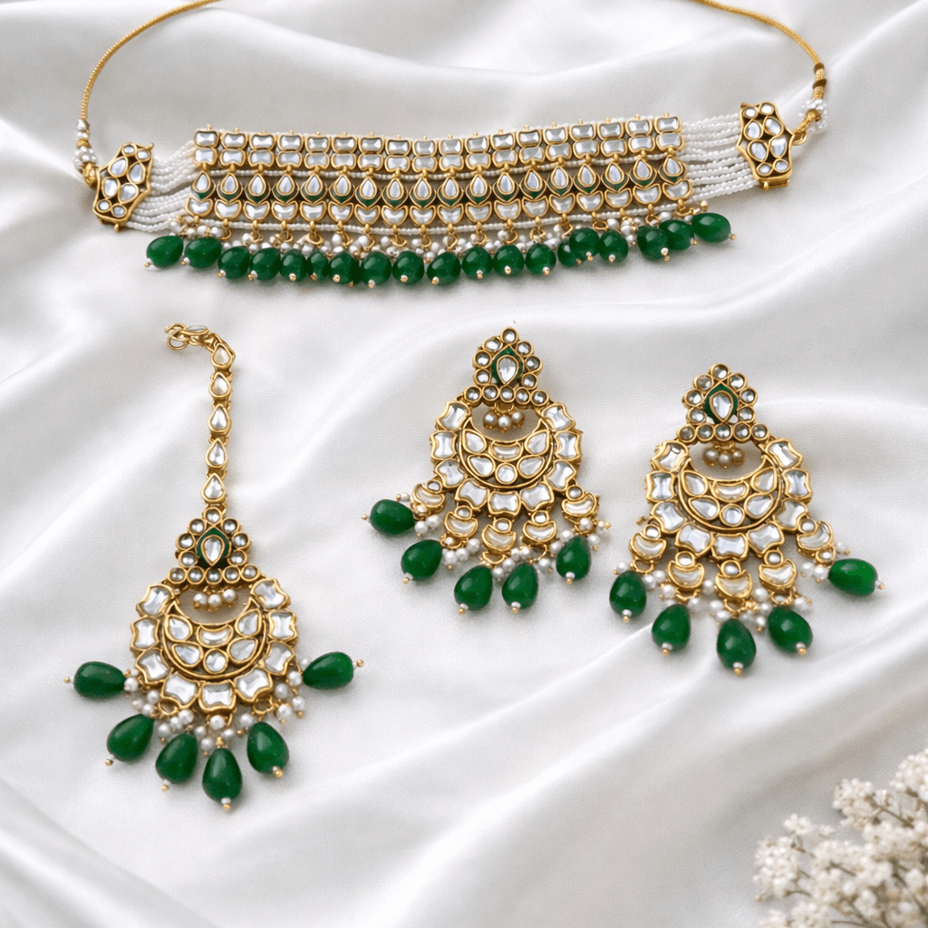 Heritage Kundan Jewelry Set - 4 Piece Gold Plated - Riwaaj