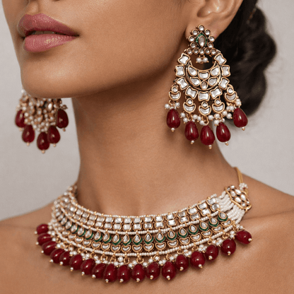 Heritage Kundan Jewelry Set - 4 Piece Gold Plated - Riwaaj